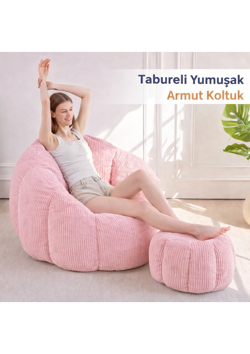 Ergonomik Yer Tipi TV & Gaming Yer Koltuğu – Yetişkin Armut Puf Berjer 105x80 cm | Modern Salon & Balkon Koltuğu